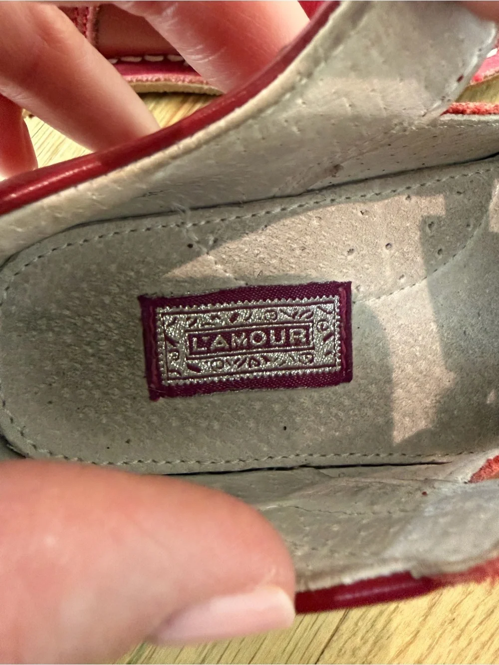L'Amour Red Leather Mary Jane Shoes for Kids